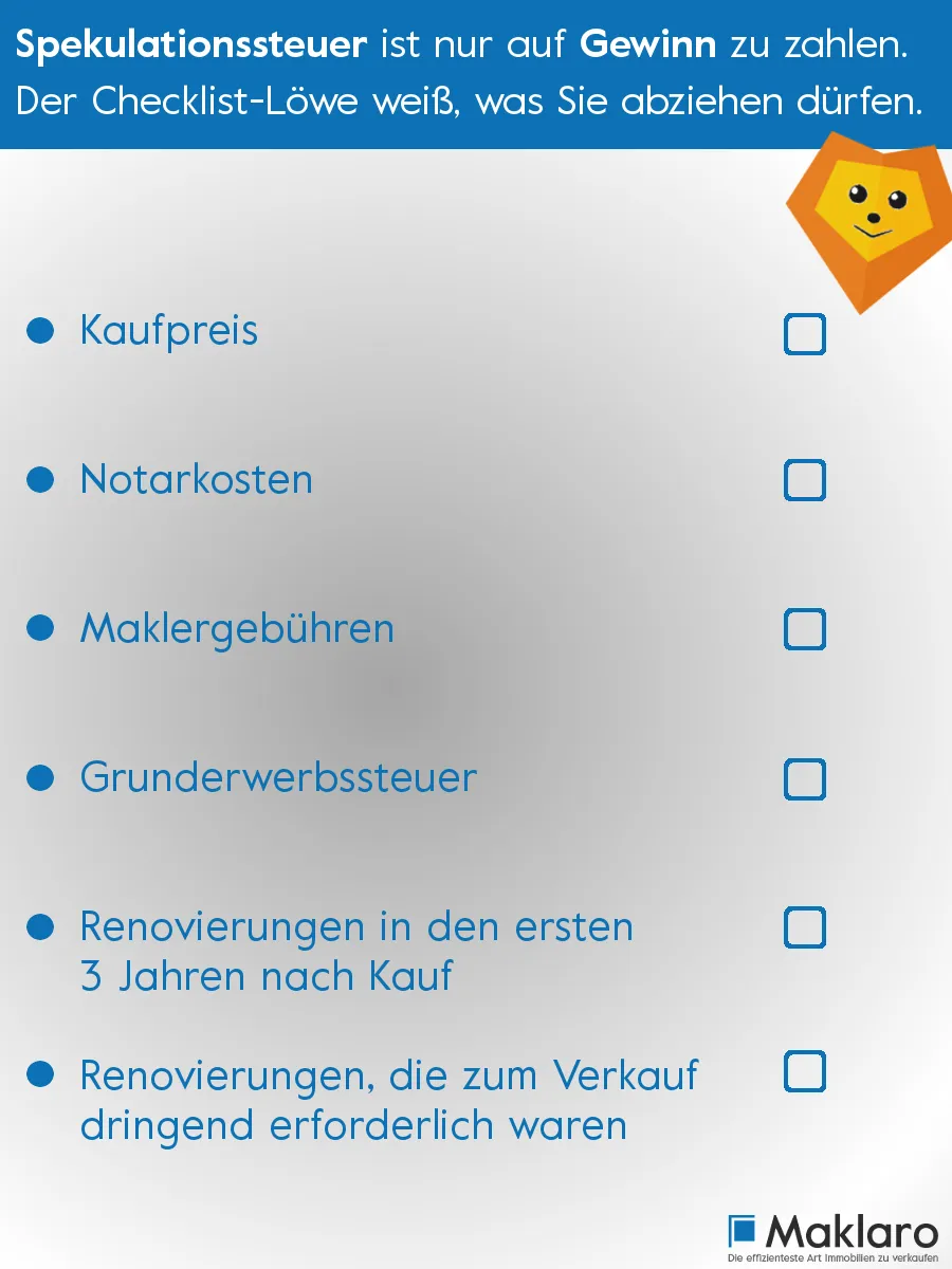 Welche Abzüge sind bei der Spekulationssteuer möglich? Checklist