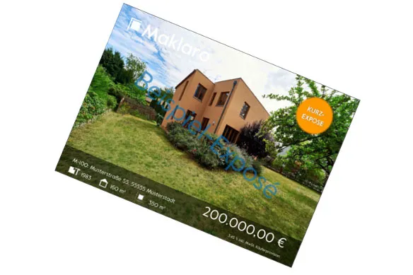 Deckblatt des Maklaro Beispiel-Exposés, angeschrägt