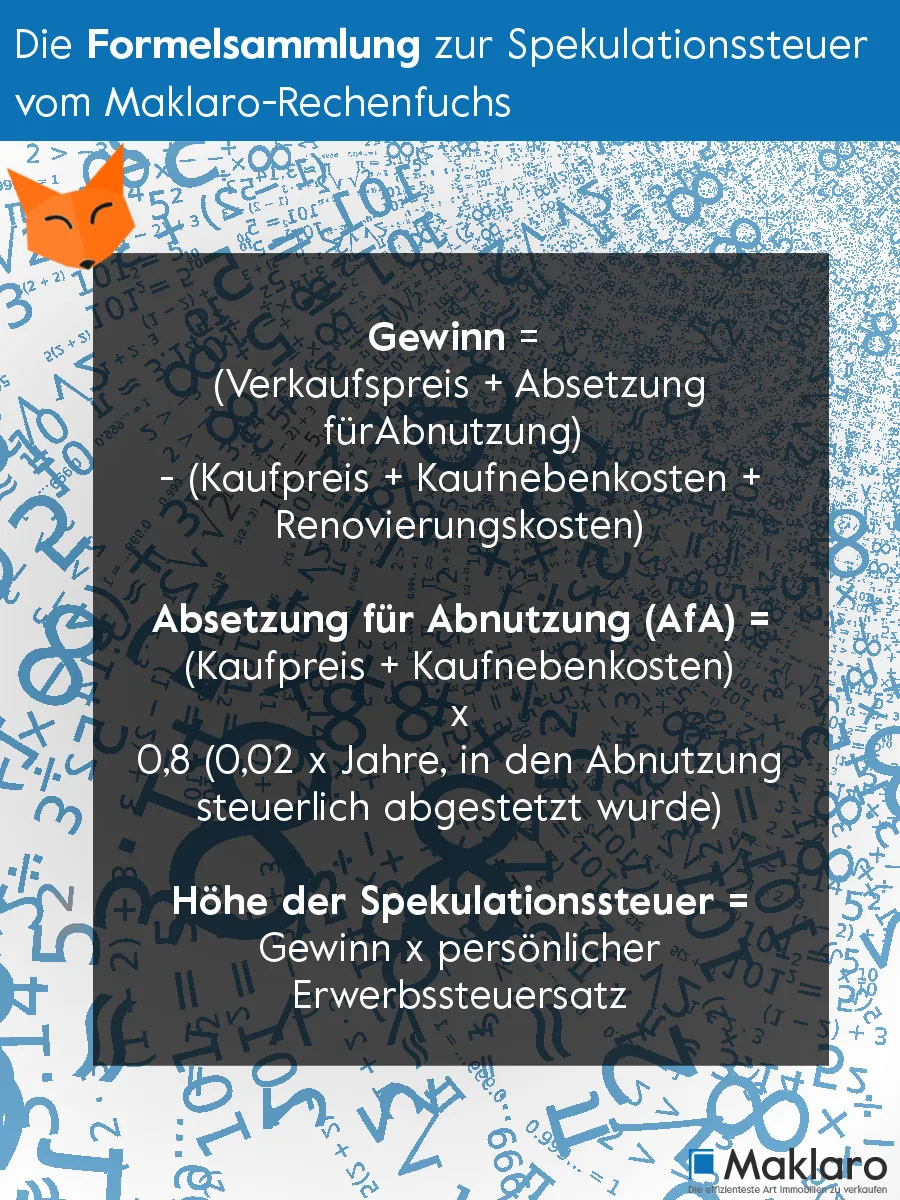 Alle Formeln zum errechnen der Spekulationssteuer - Formelsammlung